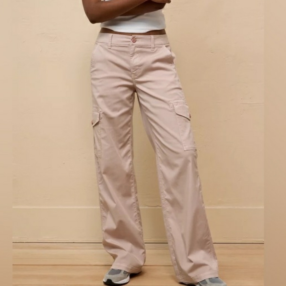 American Eagle Dreamy Drape Baggy Wide Leg Cargo Pants 2 Long